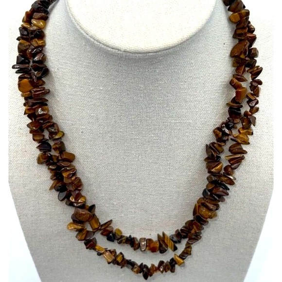 Vintage Jewelry - Vintage Tiger's Eye Chip Bead Necklace 34"